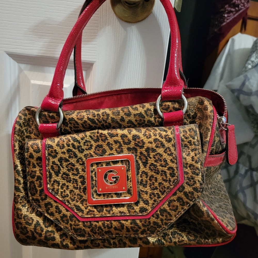 G by Guess purse red and leopard print